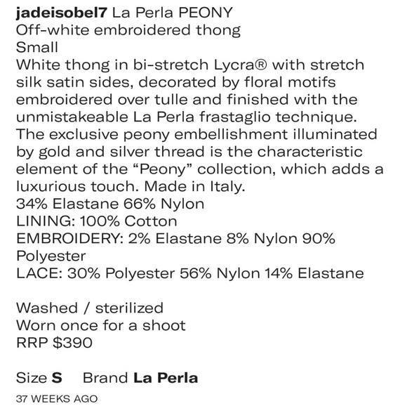 La Perla PEONY
Lingerie set S / 2 / 32C - Picture 16 of 16